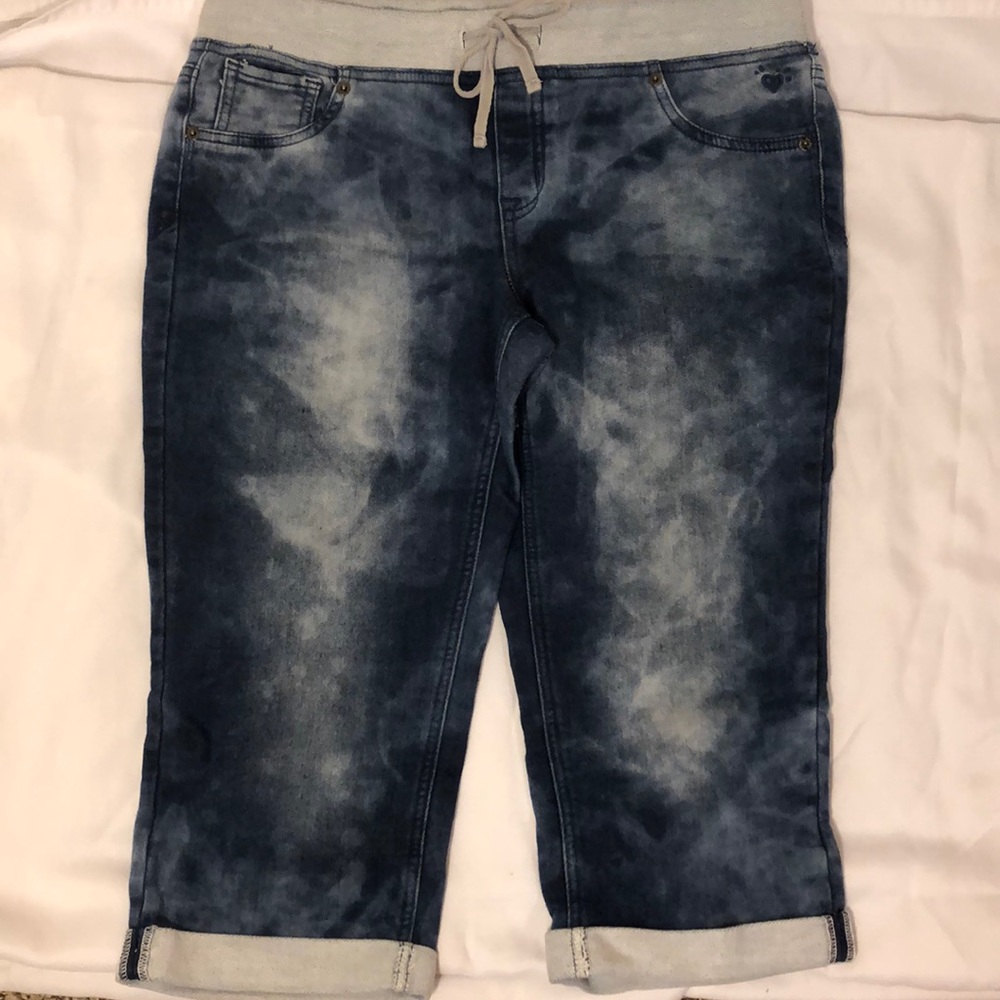 Soft knit knee length jean Justice shorts